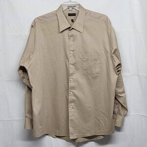 Arrow Mens Dress Shirt Satin Twill XXL 18.5 36/37 Button Up Long Sleeve Beige